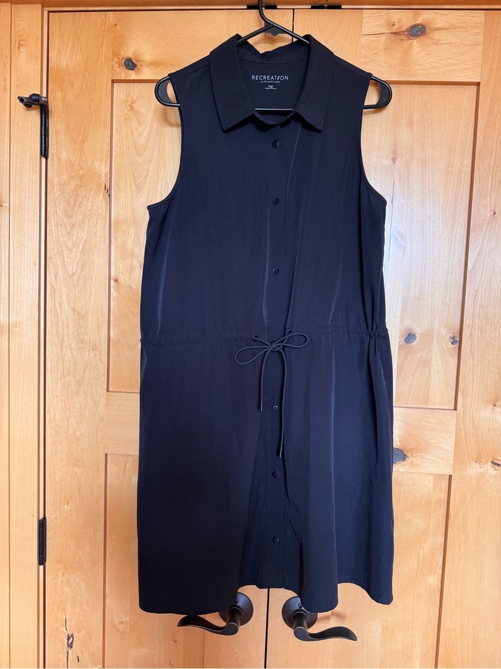 Recreation by Thread & Supply Sleeveless Black Shirt Dress with Drawstring